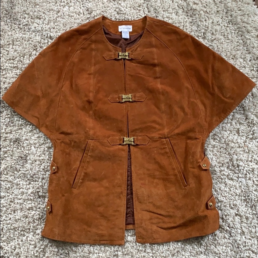 Vintage suede cape jacket